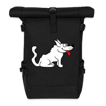 Dear dog sticks out his tongue happily - Roll Top Backpack - black - Front