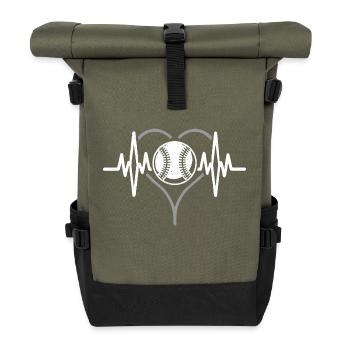 Baseballspieler Herzschlag - Rolltop Rucksack - Olive/Schwarz - Vorne