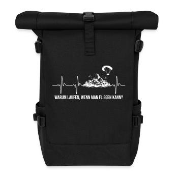 Warum Laufen Wenn Man Fliegen Kann Paragleiter - Rolltop Rucksack - Schwarz - Vorne