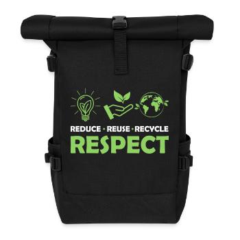 Réduire, Réutiliser, Recycler, Respecter, Planète, Environnemental - Sac à dos roll top - noir - Devant