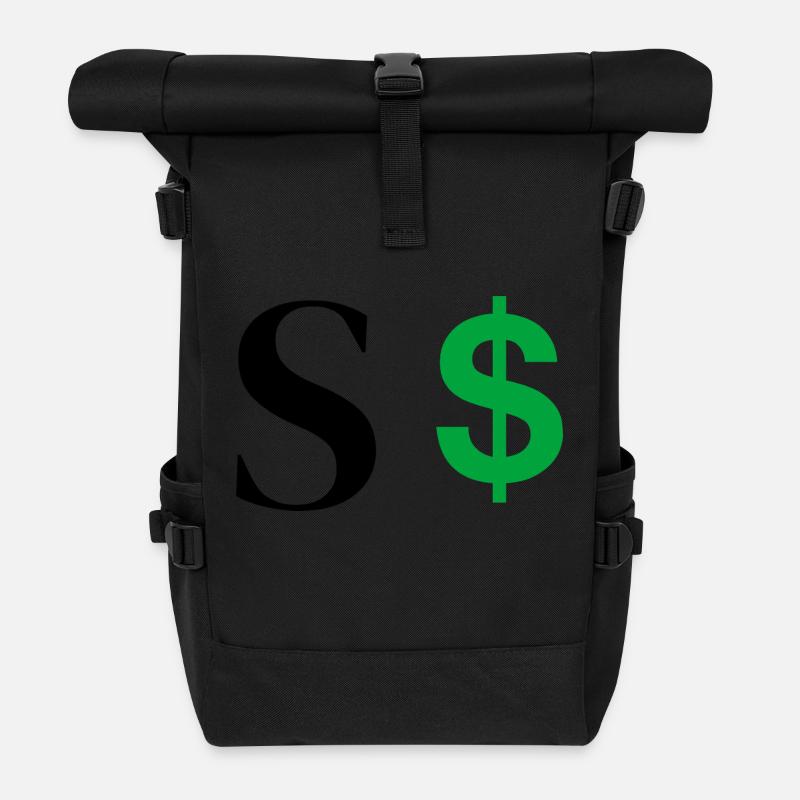 Buchstabe s Dollar - Rolltop Rucksack - Schwarz