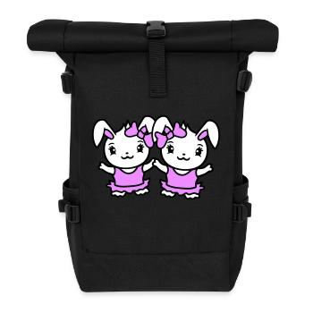 2 Hasen Mädchen Hübsche Schleife Frau Häsin Klein - Rolltop Rucksack - Schwarz - Vorne