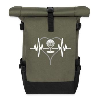 Herzschlag Golf Golfer Club Turnier - Rolltop Rucksack - Olive/Schwarz - Vorne