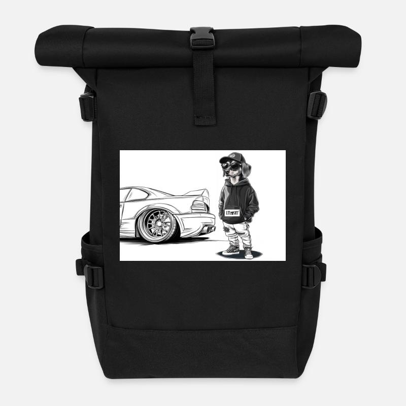 Tuner Dackel - Rolltop Rucksack - Schwarz