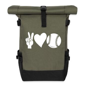 Baseballspieler Baseball - Rolltop Rucksack - Olive/Schwarz - Vorne
