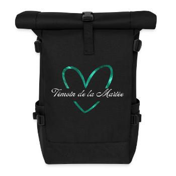 Glitzer Grünes Herz Braut Zeuge - Rolltop Rucksack - Schwarz - Vorne