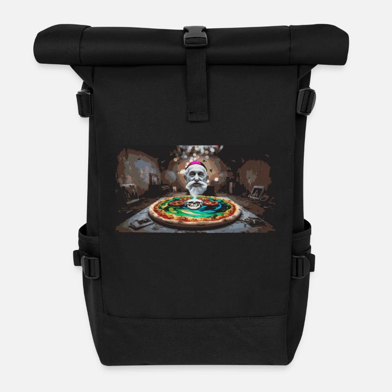 PizzaPope - Rolltop Rucksack - Schwarz