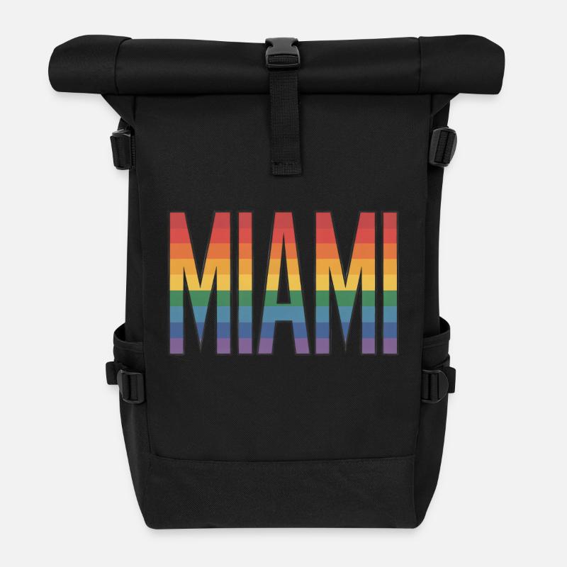 Miami - Logo de la ville queer cool - Sac à dos roll top - noir