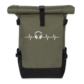 Heartbeat & Headphones - Rolltop Rucksack - Olive/Schwarz - Vorne