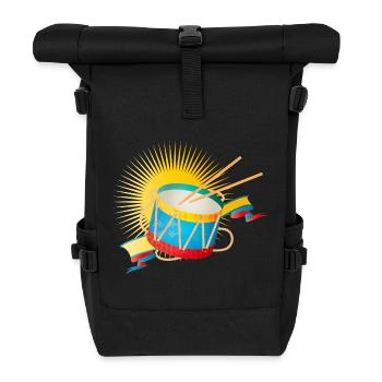 Tambour en étain coloré avec soleil et bannière - Sac à dos roll top - noir - Devant