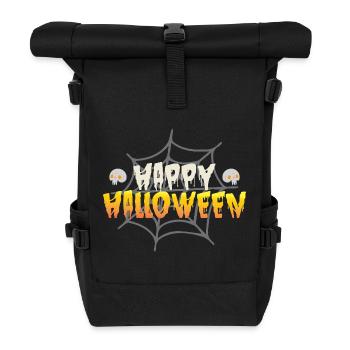 Joyeux Halloween avec toile d’araignée et crâne - Sac à dos roll top - noir - Devant