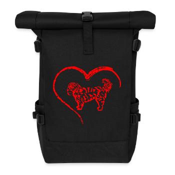 Herz mit niedlichem Hundemotiv - Rolltop Rucksack - Schwarz - Vorne