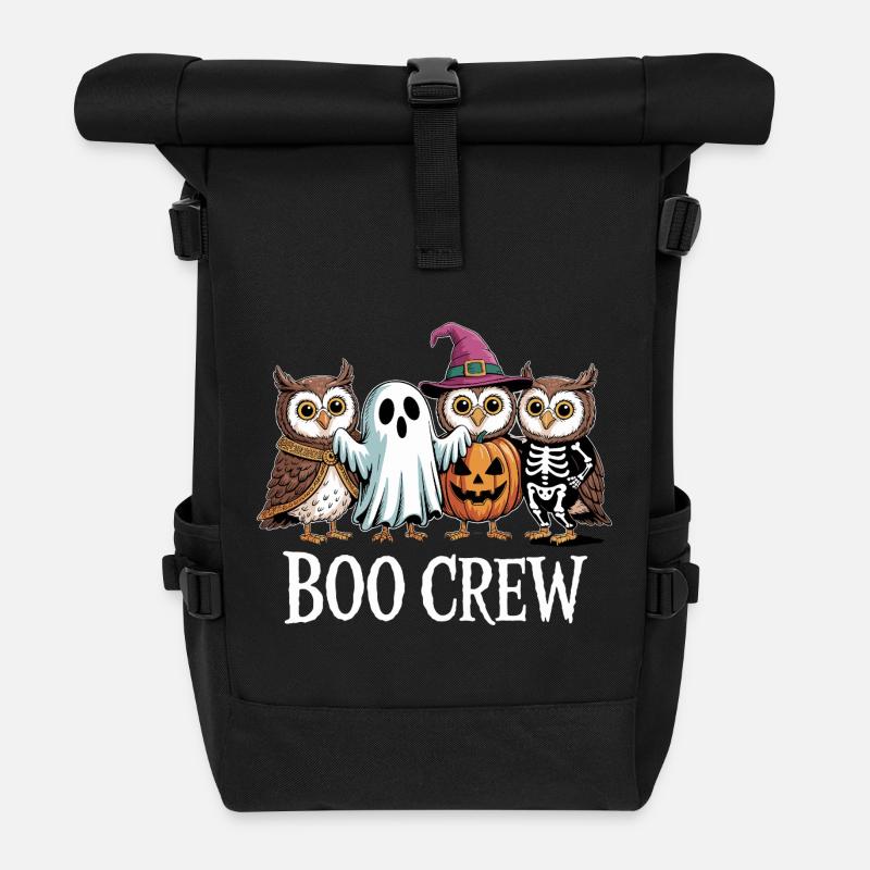 Boo Crew Eulen Geist Kürbis Hexe Skelett Halloween - Rolltop Rucksack - Schwarz