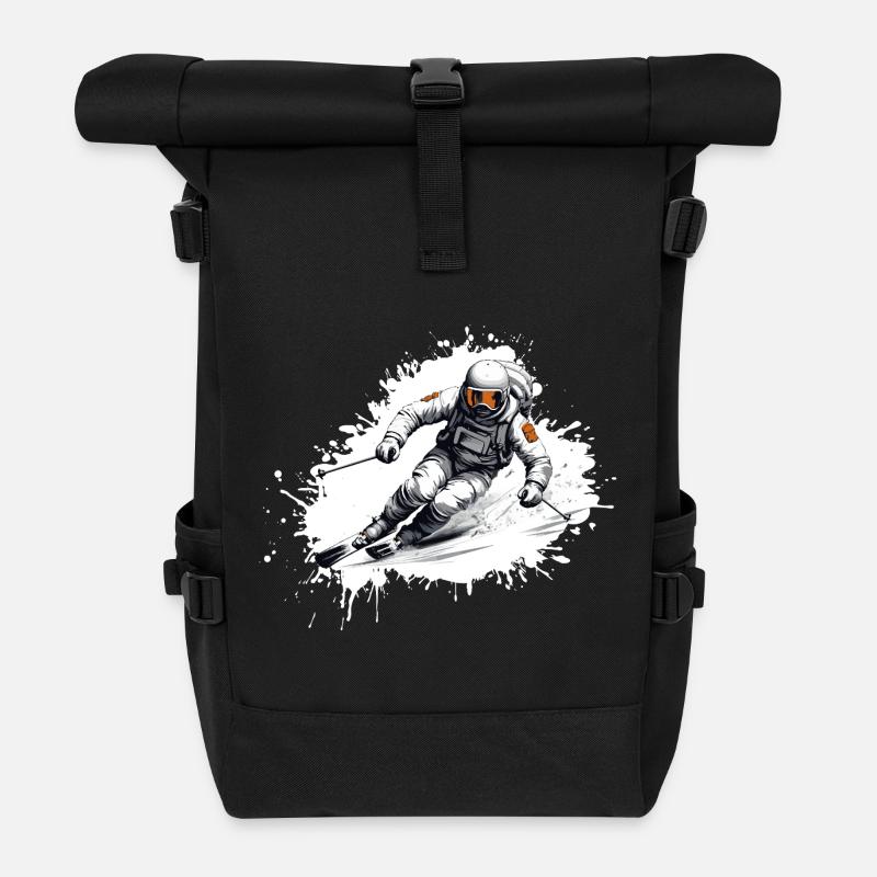 Astronaut Ski Skifahren - Rolltop Rucksack - Schwarz