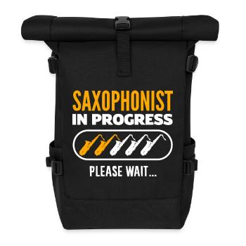 Jazz-saxophon Lustiger Saxophonist In Arbeit - Rolltop Rucksack - Schwarz - Vorne