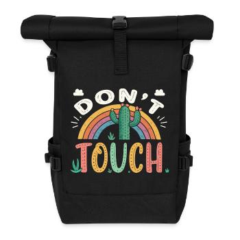 Rainbow Cactus Do Not Touch - Roll Top Backpack - black - Front