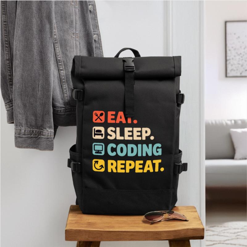 Programmer's Life Humor for Programmers Roll Top Backpack