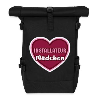 Installateur Mädchen Kind Installateure Azubine - Rolltop Rucksack - Schwarz - Vorne