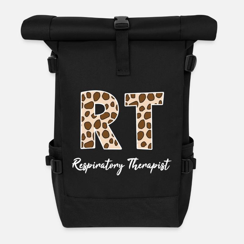 Atemtherapie-Krankenschwester-Leopard-Print - Rolltop Rucksack - Schwarz