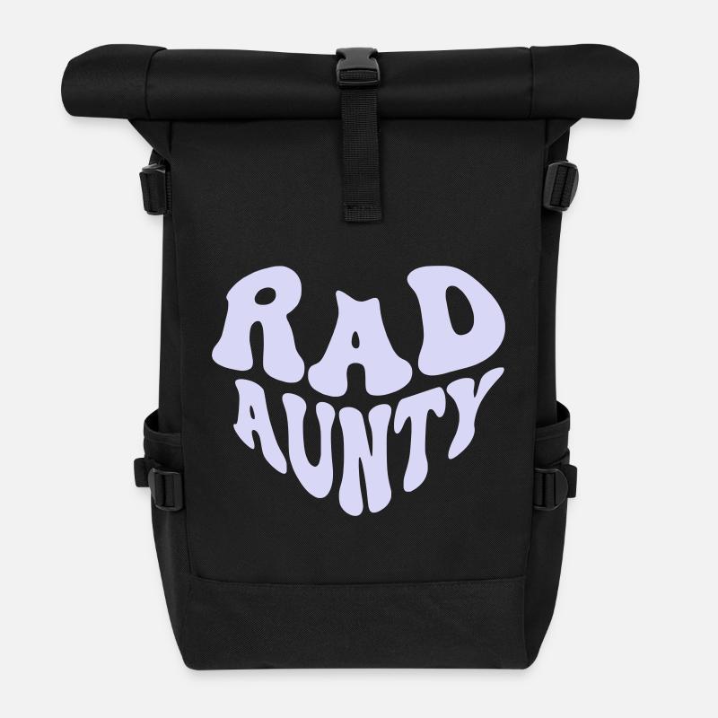 Retro Rad Aunty Heart – Cool Aunt (Custom Color) - Rolltop Rucksack - Schwarz