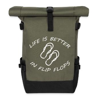 LIFE IS BETTER IN FLIP FLOPS - Roll Top Backpack - olive/black - Front