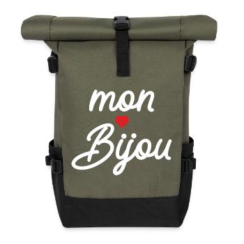 My Jewel Heart Script - Roll Top Backpack - olive/black - Front