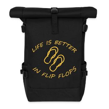 LIFE IS BETTER IN FLIP FLOPS - Rolltop Rucksack - Schwarz - Vorne