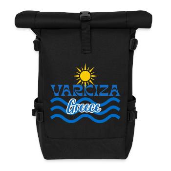 Logo Varkiza Soleil et Vagues de mer - Sac à dos roll top - noir - Devant