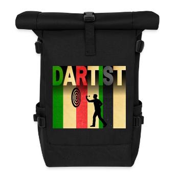 Dartist: Art Meets Dart Retro Stripes - Roll Top Backpack - black - Front