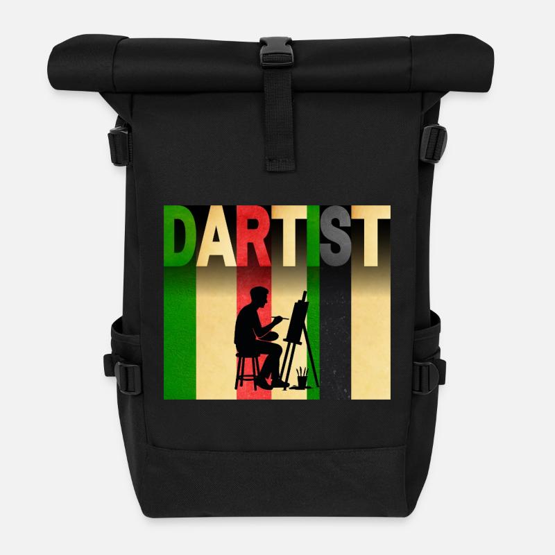 Dartist artist in the studio - Roll Top Backpack - black