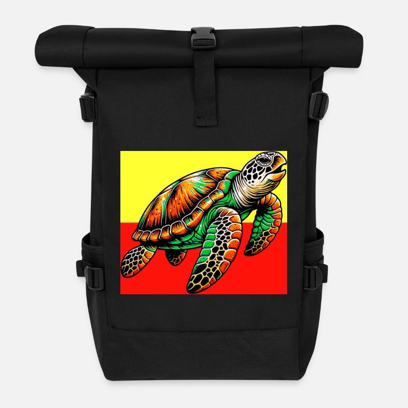 turtle - Roll Top Backpack - black