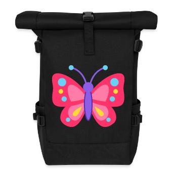 Farbiger Schmetterlingstraum - Rolltop Rucksack - Schwarz - Vorne