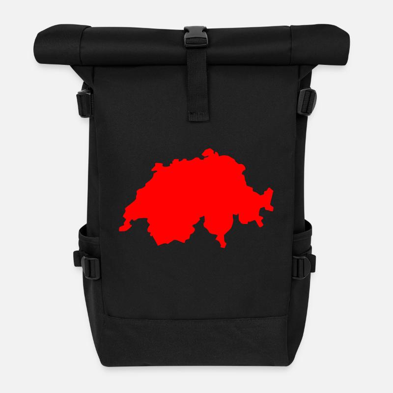 Schweiz - Rolltop Rucksack - Schwarz