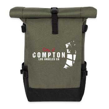 city of compton - Roll Top Backpack - olive/black - Front