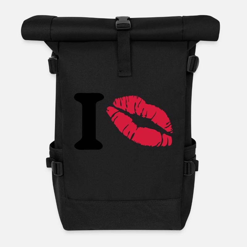 i love - Rolltop Rucksack - Schwarz