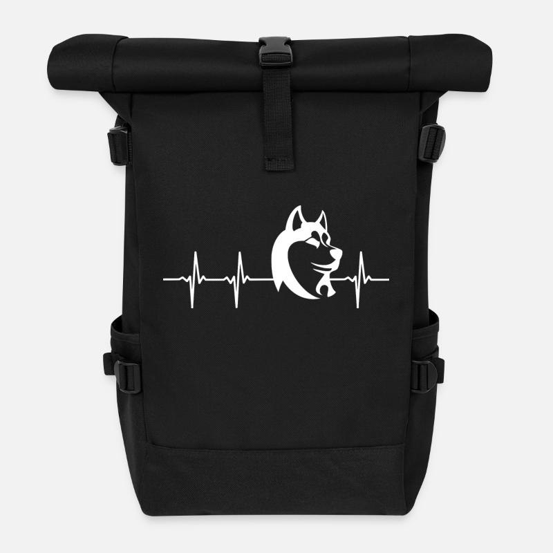 Husky Herzschlag – Treue und Leidenschaft - Rolltop Rucksack - Schwarz
