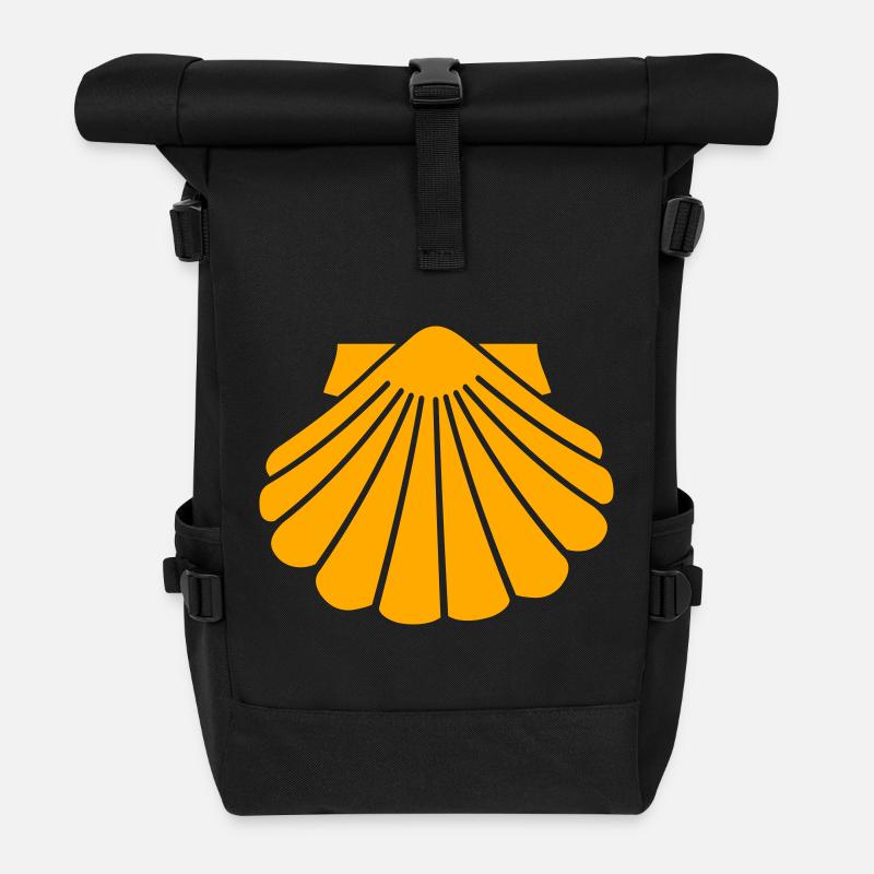Jakobsmuschel - Rolltop Rucksack - Schwarz