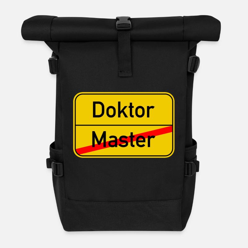 Ortsschild Master - Doktor - Rolltop Rucksack - Schwarz