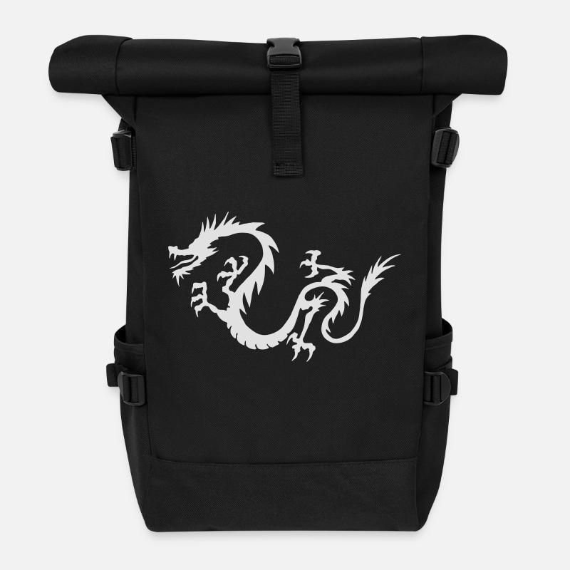Dragon chinois - Sac à dos roll top - noir