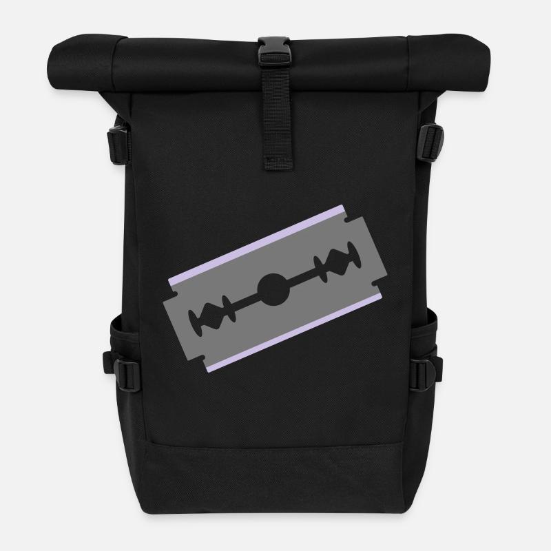 Rasierklinge Schneiden Schnitt abschneiden 2c - Rolltop Rucksack - Schwarz