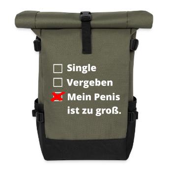 Penis zu groß - Rolltop Rucksack - Olive/Schwarz - Vorne