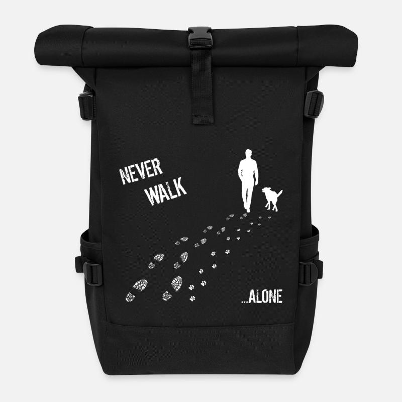 MANN UND HUND NEVER WALK ALONE - Rolltop Rucksack - Schwarz
