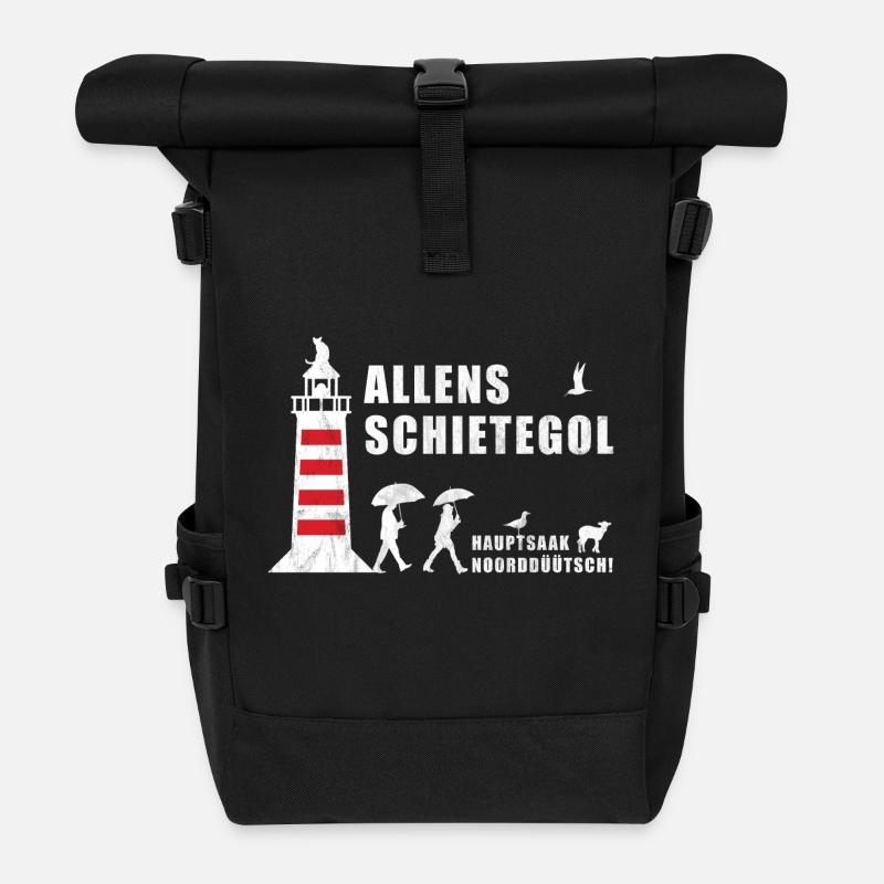 Allens Schietegol | Plattdeutsch Norddeutsch Moin - Rolltop Rucksack - Schwarz