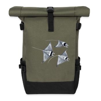 Stingray - Raie manta - Mantas Teufel Fisch - Rolltop Rucksack - Olive/Schwarz - Vorne