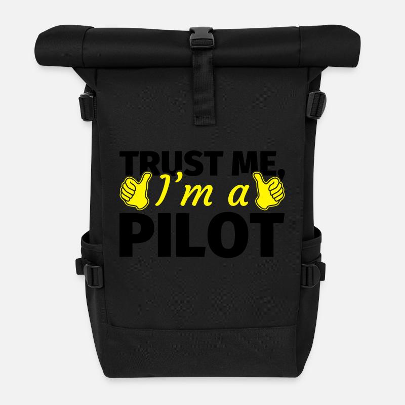 Trust me I'm a Pilot - Rolltop Rucksack - Schwarz