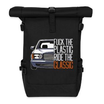 ftp style retro car classic silhouette - Rolltop Rucksack - Schwarz - Vorne