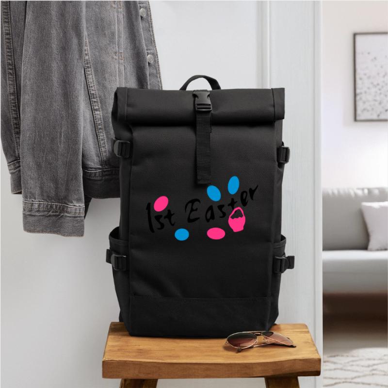 1st Easter txt easter eggs Roll Top Backpack