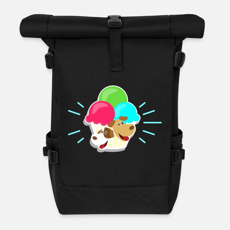 Ice Cream and Dogs I Gift - Roll Top Backpack - black