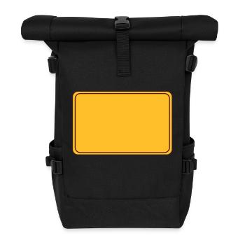 Ortsschild leer - Rolltop Rucksack - Schwarz - Vorne