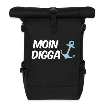Moin Digga Hamburg - Rolltop Rucksack - Schwarz - Vorne